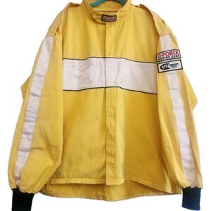G-Force Fire Retardant Racing Jacket Mens XXL 2XL Yellow Pit Crew Bomber Striped